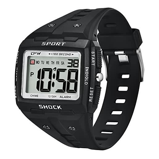 BEN NEVIS orologio digitale uomo, orologio fitness sportivo con 5atm impermeabile, cronometro, allarme, data, retroilluminazione