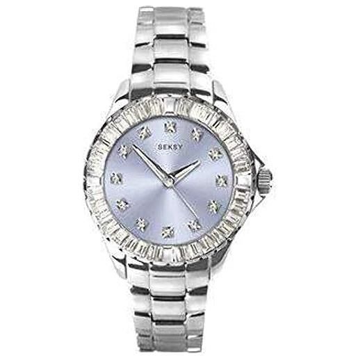 Seksy sekonda orologio al quarzo donna con quadrante blu analogico e cinturino argento in acciaio inossidabile 2984