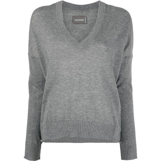 Zadig&Voltaire maglione con scollo a v - grigio