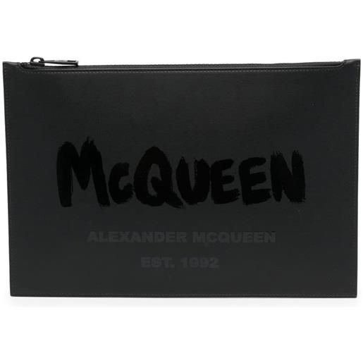 Alexander McQueen pouch con stampa - nero