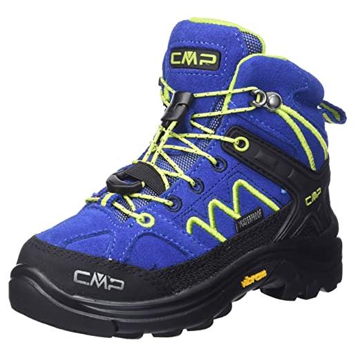 CMP kids moon mid wp trekking shoes, scarpe da trekking unisex - bambini e ragazzi, black blue, 32 eu
