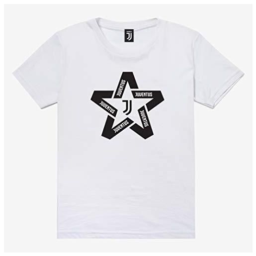 JUVENTUS maglietta t-shirt bianca con logo nero a forma di stella - bambino - 100% originale - 100% prodotto ufficiale - collezione 2020/2021 - scegli la taglia (taglia 16 anni)