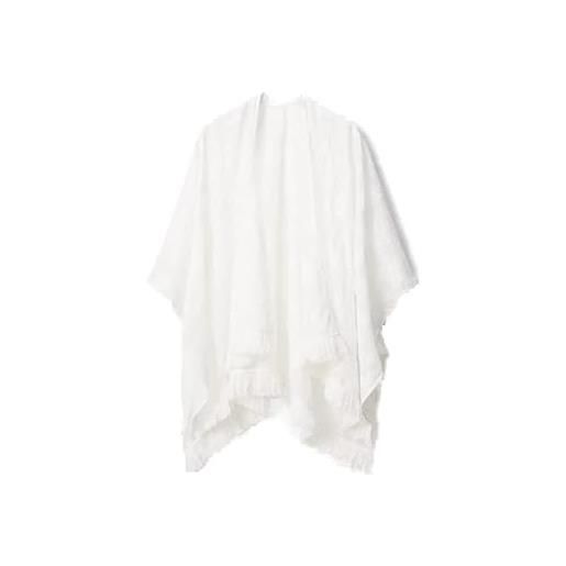 Desigual kaftan_matching embro cla sciarpa alla moda, bianco, taglia unica donna