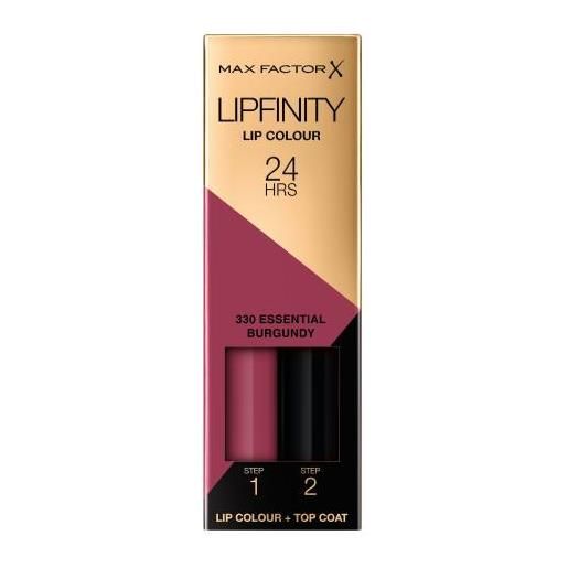Max Factor lipfinity 24hrs lip colour rossetto a lunga durata con il balsamo per la cura delle labbra 4.2 g tonalità 330 essential burgundy