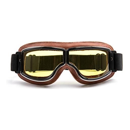 evomosa occhiali da moto moto occhiali da pilota retrò occhiali antinebbia atv occhiali da motocross occhiali di sicurezza - lenti gialle