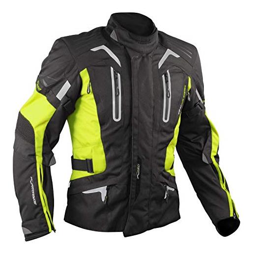A-Pro giacca moto 3 strati termica impermeabile sfoderabile protezioni ce fluo m