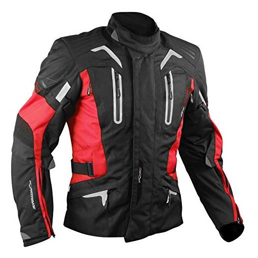 A-Pro giacca moto 3 strati termica impermeabile sfoderabile protezioni ce rosso m