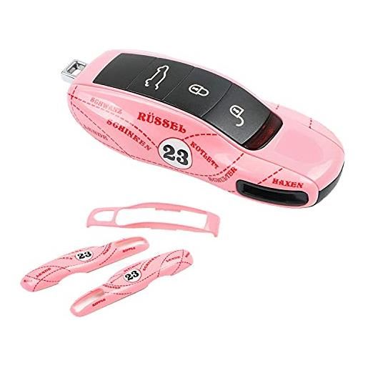 Kwak's - custodia per chiave auto compatibile con porsche panamera 971 cayenne 9ya macan 911 718 boxster pink pig portachiavi auto cover (tipo a)