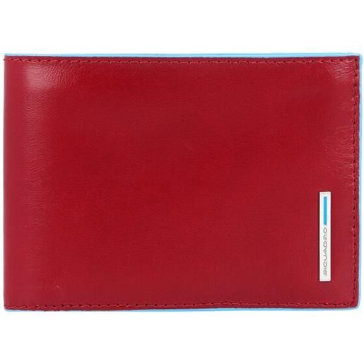 Piquadro portafoglio quadrato in pelle blu 12,5 cm rosso