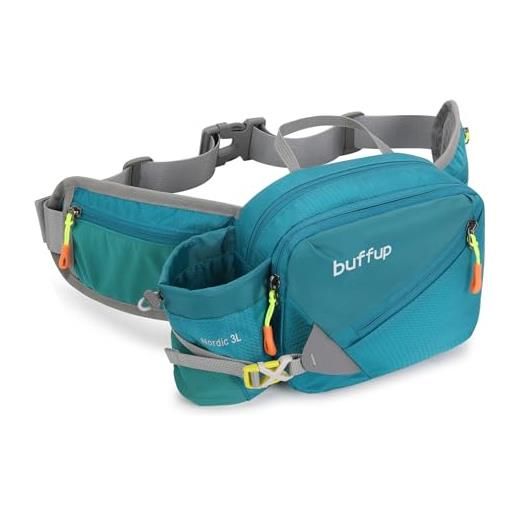 buffup® marsupio sportivo trekking running corsa uomo donna, marsupio da viaggio mtb, blu