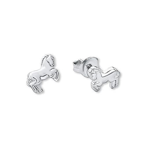 Amor orecchini in argento 925 per bambine, 0.8 cm, argento, cavallo, in confezione regalo, 9209989