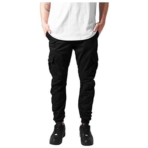 Urban classics pantaloni cargo uomo in stile militare, pantaloni slim fit, polsini alle caviglie, colore: nero, taglia: xs
