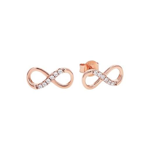 Amor orecchini da donna in argento 925, con zirconi sintetici, 0.5 cm, color rosa, infinity, forniti in confezione regalo per gioielli, 2016297