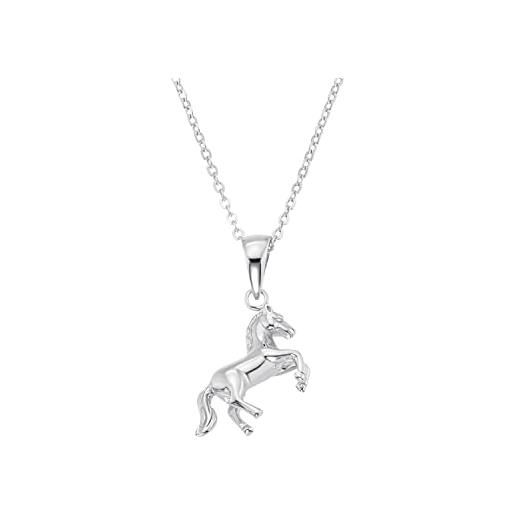 Amor collana con ciondolo in argento 925 collana da bambina in argento 925, 35+3 cm, argento, cavallo, fornita in confezione regalo per gioielli, 2021181