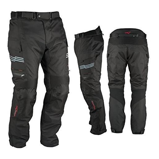 A-Pro pantaloni impermeabile moto termica estraibile strisce riflettenti nero 40