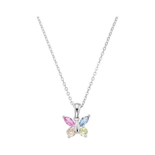Amor catena con ciondolo collana, con zirconia synth. , 35+3 cm, multicolore, farfalla, viene fornito in una confezione regalo di gioielli, 9293667