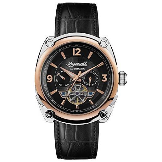 Ingersoll men's the michigan automatic watch with black dial and black leather strap i01102b