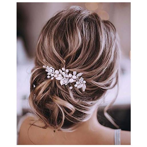 Unicra accessori per capelli da sposa con fiore di vite perla decorazioni capelli sposa fiore vite per capelli da strass sposa accessorio per capelli fascia (colore: oro)