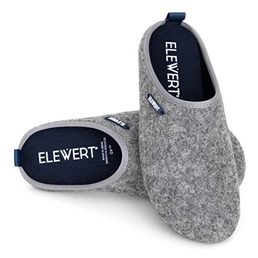 ELEWERT® - pantofole per uomo/donna - natural - ciabatte/mocassini - per interni ed esterni - plantare estraibile - suola in gomma antiscivolo - made in spain, blu navy, 46 eu