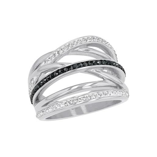 s.Oliver anello da donna in acciaio inossidabile, con cristallo, argento, in confezione regalo, 2022652