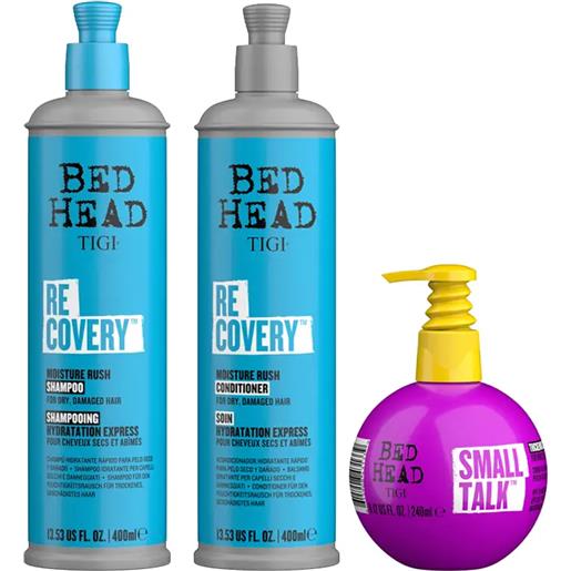 TIGI kit bed head idratante recovery moisture rush shampoo 400ml + conditioner 400ml + small talk 240ml