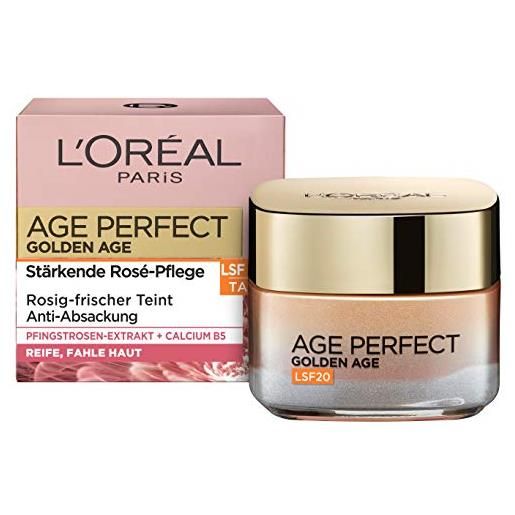 L'Oréal Paris age perfect golden age, cura del viso anti-età, rinforzante e lucentezza, per pelli maturi e false, spf 20, con estratto di peonia, 50 ml