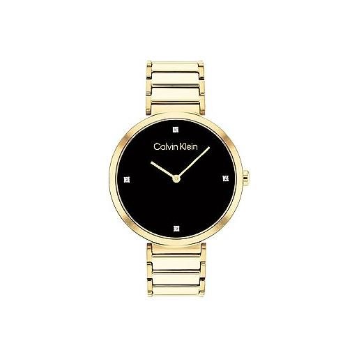 Calvin Klein orologio analogico al quarzo da donna con cinturino in acciaio inossidabile dorato - 25200136