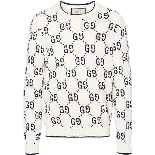 Gucci maglione con logo gg - bianco