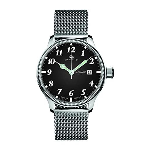 Stralmatic arkona sa-11023 - orologio automatico da uomo, cinturino in maglia milanese, prodotto in germania, argento