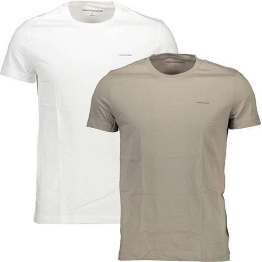 Calvin klein t-shirt uomo maniche corte bianco/grigio bi-pack