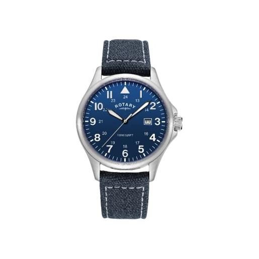 Rotary gs00473/52 - orologio da uomo con quadrante blu e cinturino in tela blu, cinturino