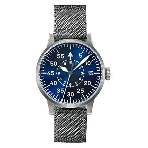 Laco leipzig blaue pilot original 862084 - orologio automatico in acciaio, blu, 42 mm, bracciale