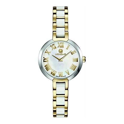 Hanowa 16-7057.55.001 - orologio da donna swiss made in acciaio inossidabile, ceramica, oro bianco