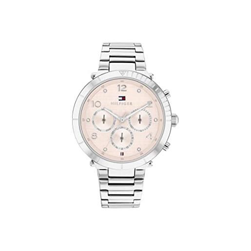 Tommy Hilfiger orologio analogico multifunzione al quarzo da donna con cinturino in acciaio inossidabile argentato - 1782488