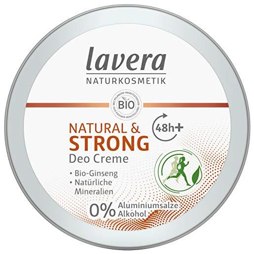 lavera, crema deodorante naturale strong vegana bio ginseng minerali naturali senza alluminio, 48 ore, protezione deodorante 50 ml, 1 pezzo