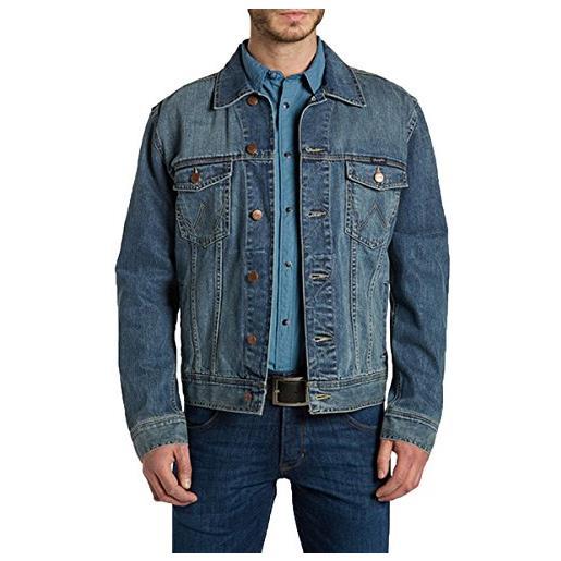 Wrangler classic denim jacket giacca in jeans, blu (mid stone 14v), l uomo