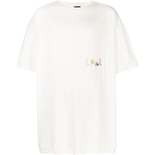 COOL T.M t-shirt girocollo con orlo in pizzo - bianco