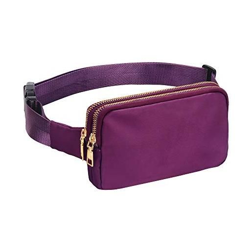 Geestock marsupio per donne e uomini, sportivo alla moda con spalline regolabili, everywhere belt bag per escursioni, corsa, shopping, ciclismo, viola