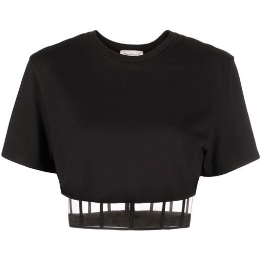 Alexander McQueen t-shirt crop con dettaglio cut-out - nero