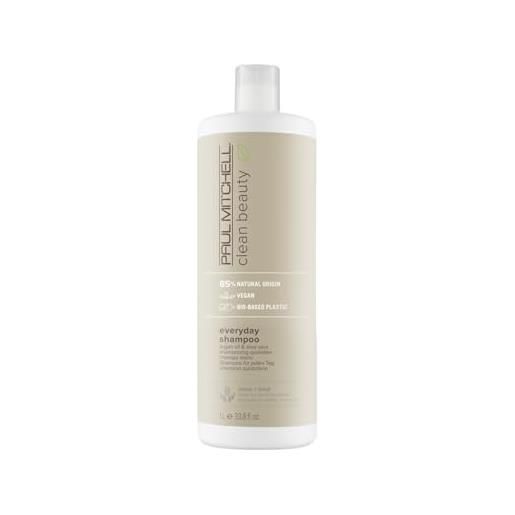 Paul Mitchell clean beauty everyday shampoo, detergente vegano per tutti i tipi di capelli, cura quotidiana dei capelli con olio di argan, 1000 ml, multicolore