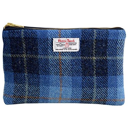 Vagabond Bags Ltd vagabond bags harris tweed blue check large cosmetic bag beauty case, 24 cm, blu (mid blue)