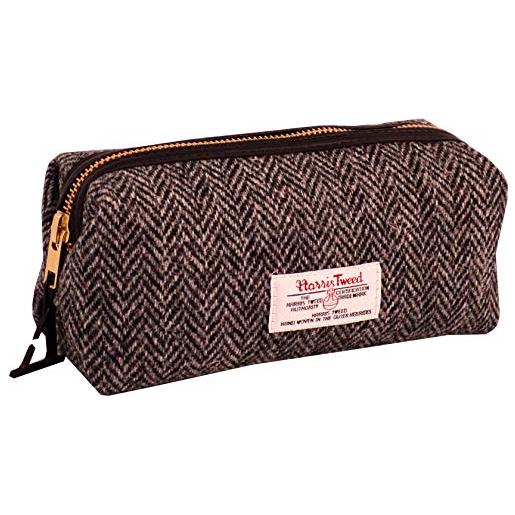 Vagabond Bags Ltd harris tweed herringbone travel pouch beauty case, 20 cm, nero (black & white tweed)
