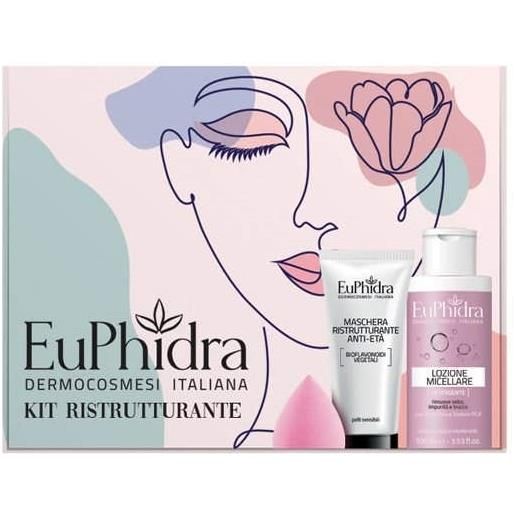 Euphidra Kit Rigenerante viso idee regalo donna (maschera viso 75ml +  lozione micellare 100ml + makeup drop)