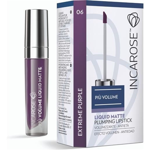 Incarose più volume liquid matte plumping lipstick 06 extreme purple Incarose