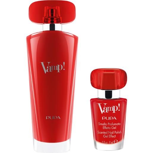 Pupa kit vamp red eau de parfum 50 ml+smalto profumato effetto gel 9ml Pupa