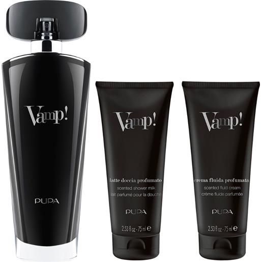 Pupa kit vamp!Black eau de parfum 100ml + latte doccia profumato 75ml + latte corpo profumato 75ml Pupa