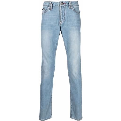 Philipp Plein jeans slim con logo - blu