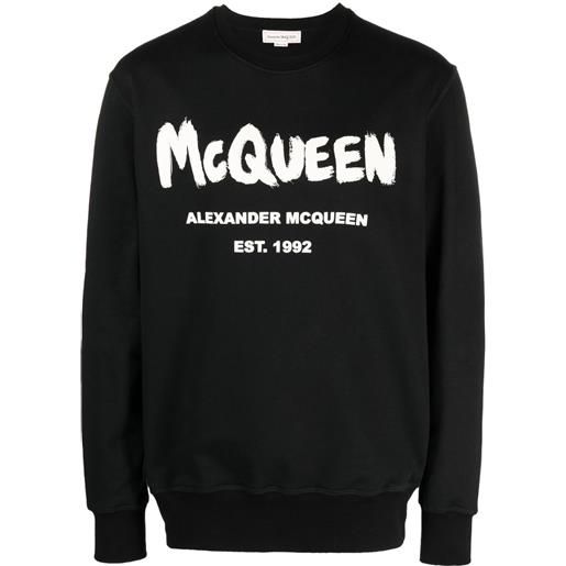 Alexander McQueen felpa girocollo con stampa graffiti - nero