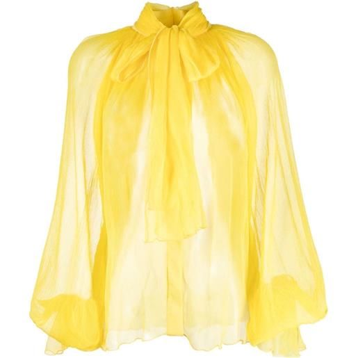 Atu Body Couture blusa con fiocco semi trasparente - giallo