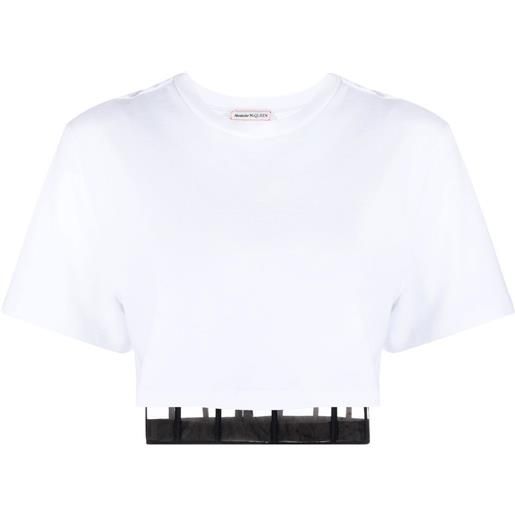 Alexander McQueen t-shirt crop con dettaglio cut-out - bianco